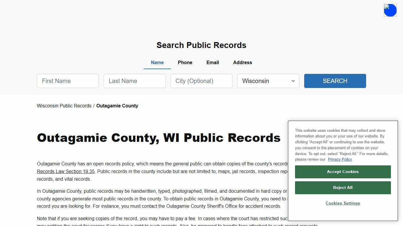 Outagamie County, WI Public Court, Arrest and Inmate Records - ThePublicIndex