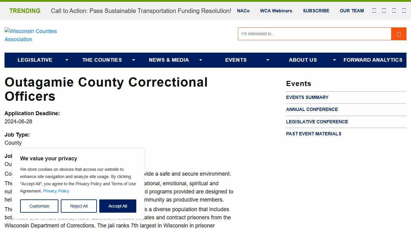 Outagamie County Correctional Officers - Wisconsin Counties Association